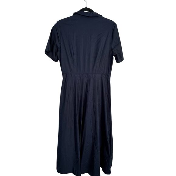 NWT Reformation ISADORA navy blue midi length short sleeve full wrap Size 10 - Picture 10 of 15